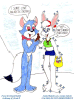 Foxee and Scott P.'s character IceBunny enjoying Eastertime up in the arctic.  This drawing was created by the artist Jamie Malecki.
