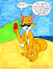 A drawing of Sedona Fox beating the summer heat with an ice cream cone which was drawn by artist Jamie Malecki