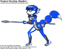 An "evil" version of Krystal rushing forward to attack with her spear!