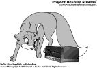 Sedona finds a 1975 Altair 8800 microcomputer and wonders whether or not this "creature" is fierce!  This illustration was published in the 2007 Anthrocon convention book.