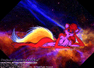 Sparks the Celestial Fire Fox Laying on a Bed of Stars