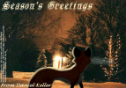Velvet the red fox vixen listening to Christmas Gnomes Christmas Cards